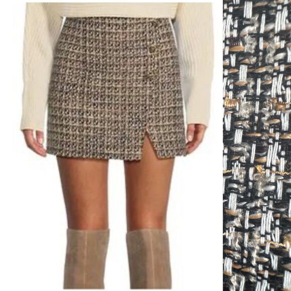 NWT Gianni Bini Caramel Samoa Tweed Mini Skirt Edinburgh Sizes 10 & 12 - Picture 1 of 8